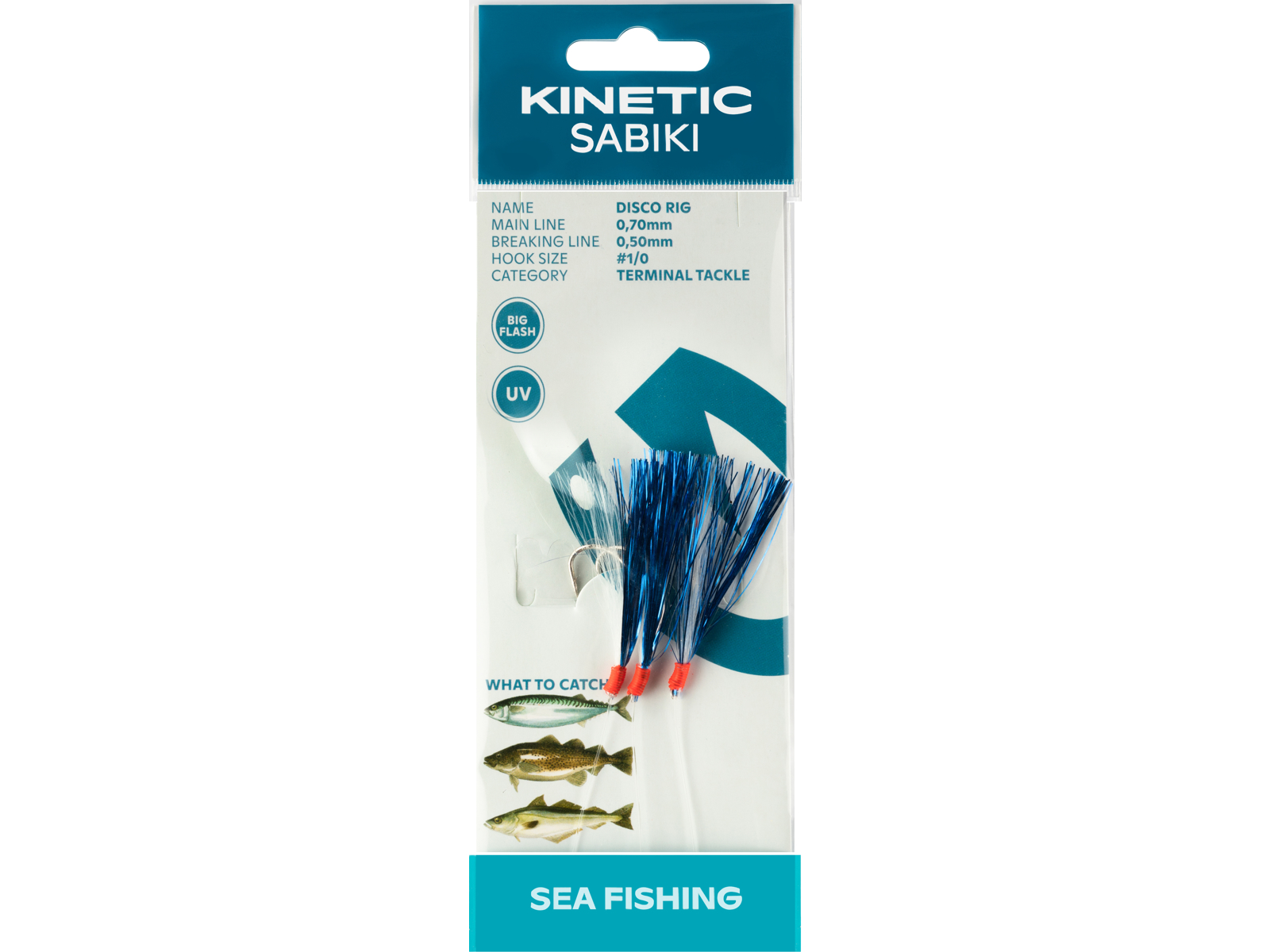 Kinetic Sabiki Disco Torsk Makrel Forfang Blue White Flash