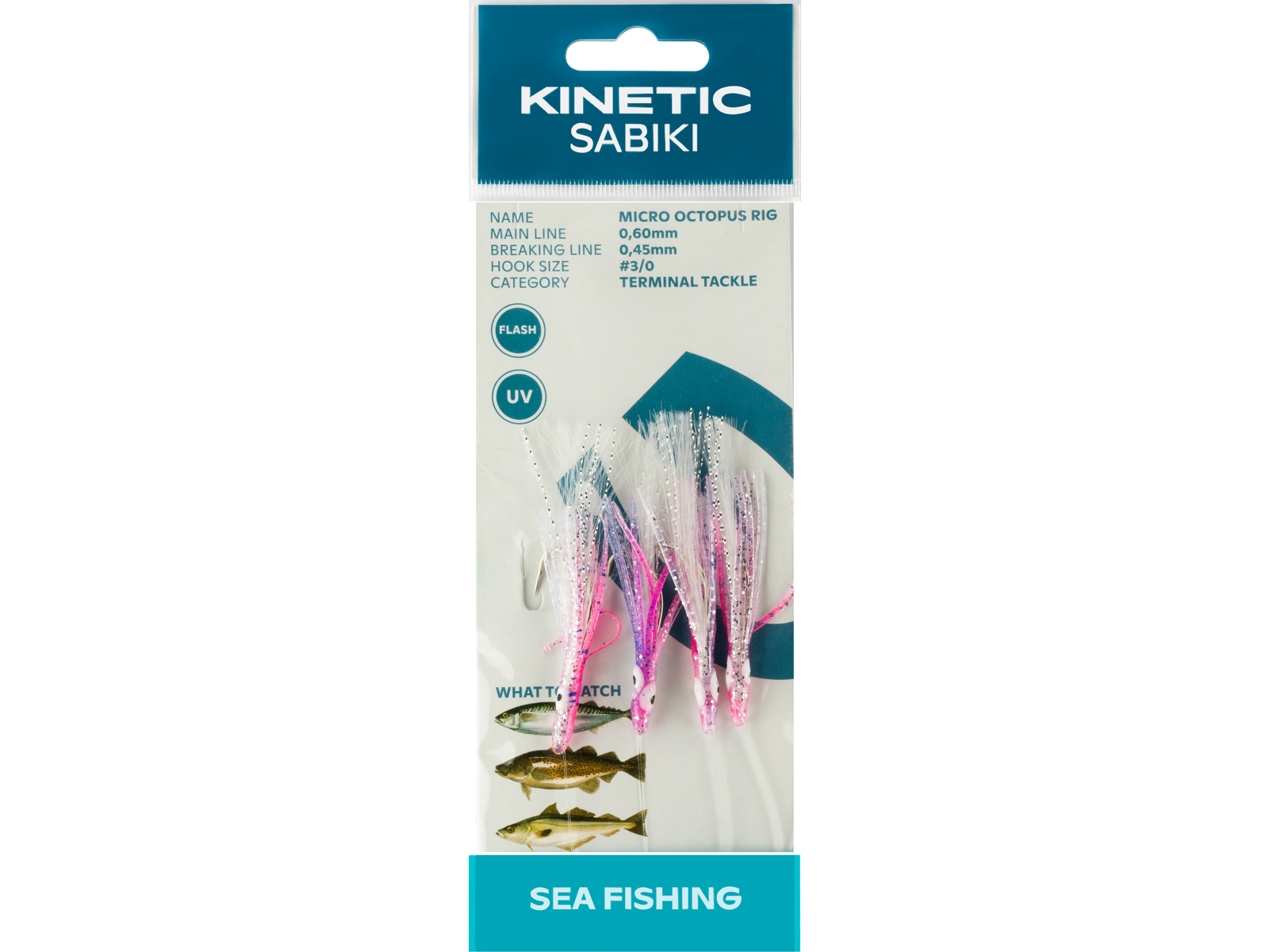 Kinetic Sabiki Micro Octopus Torsk Makrel Forfang Clear Uv