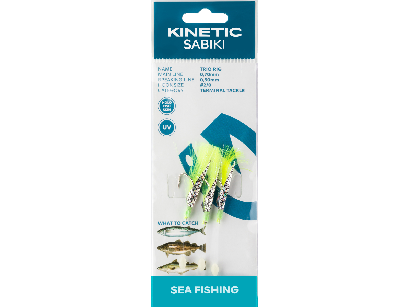 Kinetic Sabiki Trio Torsk Makrel Forfang Chartreuse Uv