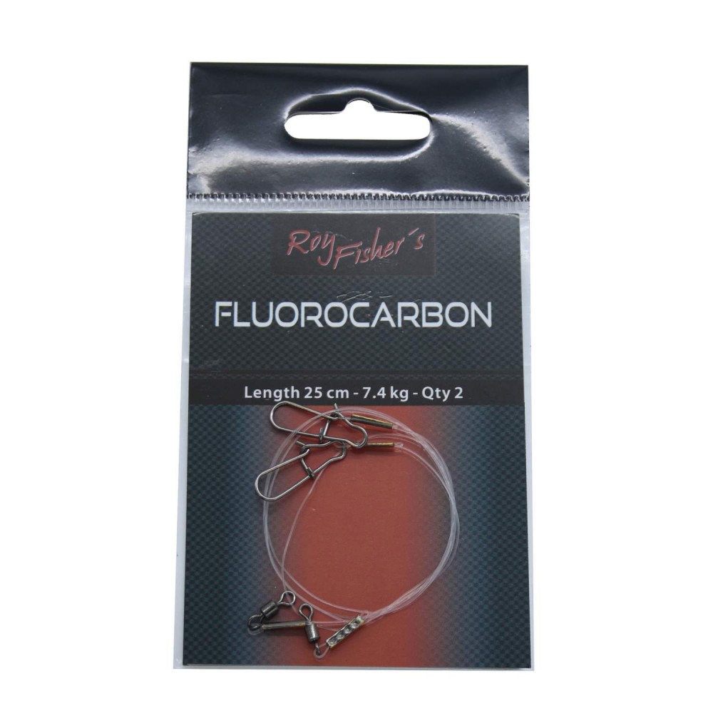Roy Fishers Fluorocarbon Med Svirvel Og Karabinhage 28mm Svirvler