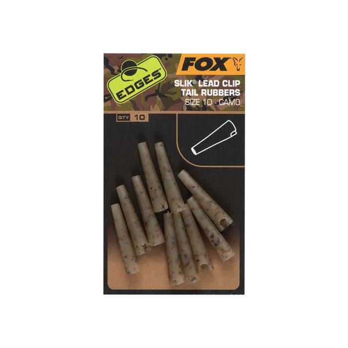 Fox Edges Slik Lead Clip Tail Rubbers Size 10 Camo