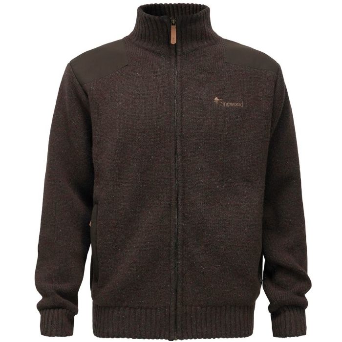 Pinewood Hurricane Full Zip Sweater    Brown Melange